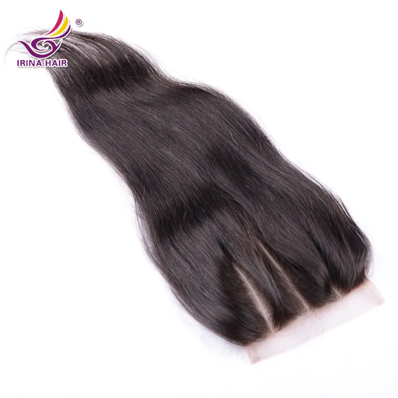 100% Peruvian Full Head Virgin Human Hair Extensions with Closure Black Color Straight Human Hair Bundles With Closure 