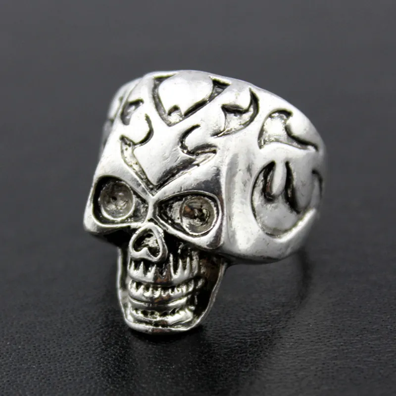 Hot sale Gothic Skull Carved Big Biker Rings Men's Anti-Silver Retro Punk Rings For Men s Fashion Jewelry in Bulk wholesale