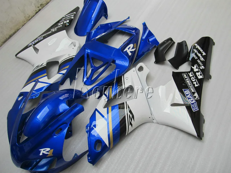 ABS Plastik Kaplama Kiti Yamaha için Yamaha Yzf R1 98 99 Beyaz Mavi Fairings Set YZF R1 1998 1999 IY29