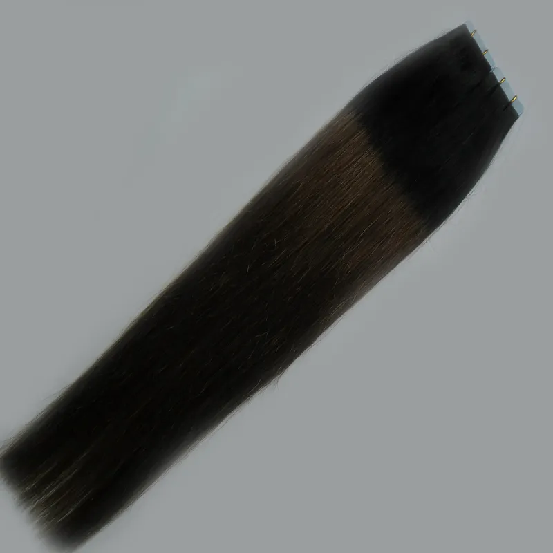 Ombre Brazylijskie włosy 100g 40 sztuk Prosto # 1b / 6 Taśma w Ludzkich Hair Extensions Ombre Virgin Remy Skin Wefts Humani włosy