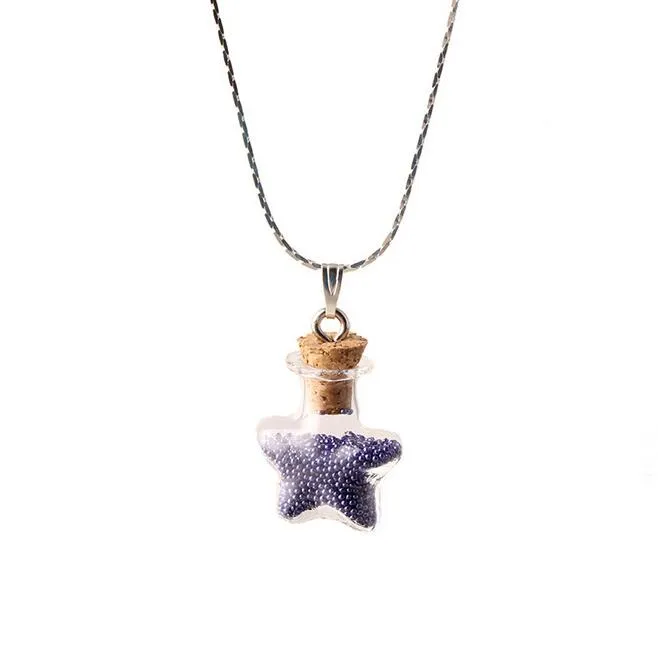 Diy cork glass necklace rice bead five - pointed star bottle lucky wish bottle selling WFN300 with chain a 