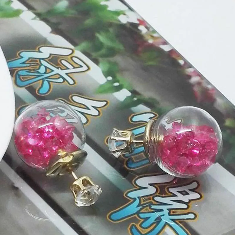 bestselling fashion Glass Ball hourglass stud earrings for women imitation Diamond glass crown earrings women Jewelry factory price