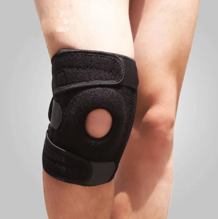 調整可能な弾性バスケットボール膝のサポートブレースニーパッド膝蓋骨膝パッドハイキングホールスポーツ膝切りセーフティガードストラップランニング用