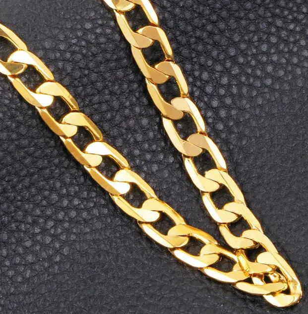 Cadenas de oro para hombres Collares de cadena de eslabones para hombres 18k Chapado en cobre de 50 cm de longitud Gargantillas para hombres Collares para hombres Joyas Barato DHL gratis