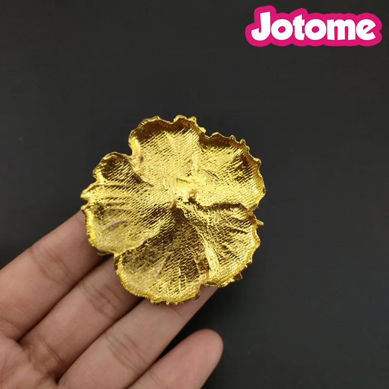 Gold Tone Hawaiian Hibiscus Rosa-sinensis Flower Brooches For Women Enamel Rhinestone Crystal Flower Pin Brooch