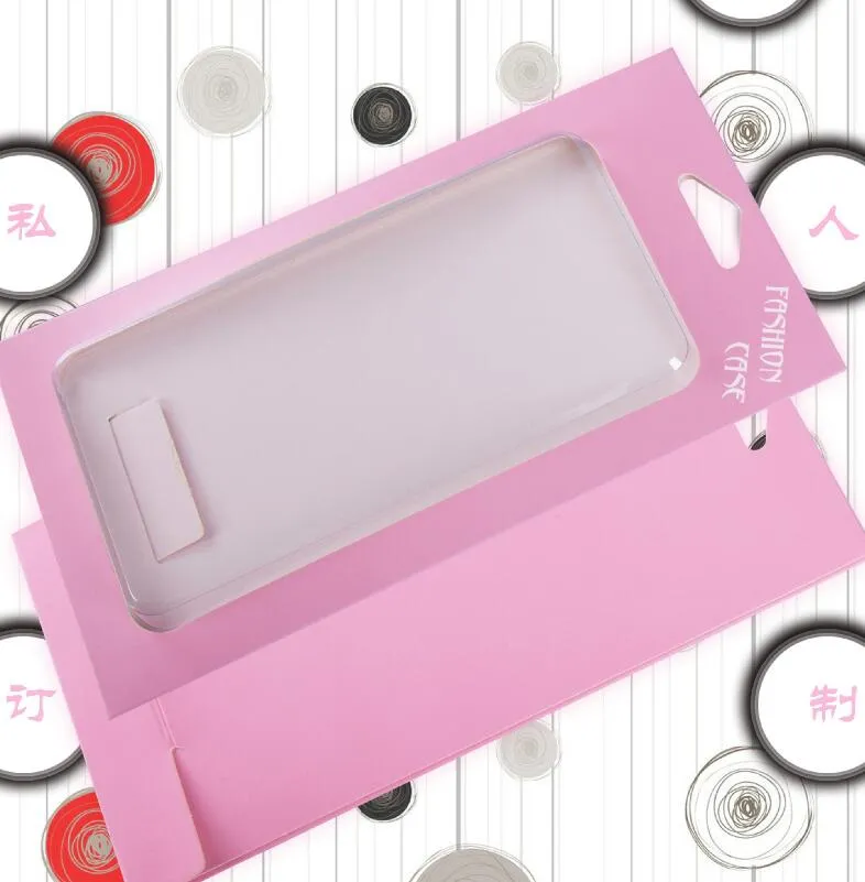 200 stks Groothandel Simple Pink Color Paper Packaging Box voor iPhone 7 7Plus voor Google Pixel Mobiele telefoon Case Packaging with Inner Lade