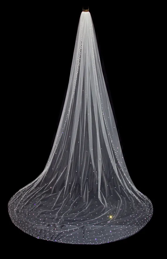 Nouvelle Arrivée 3M Strass Bord Cathédrale Blanc Ivoire Voile De Mariage Voiles De Mariée Avec Peigne 1T N429