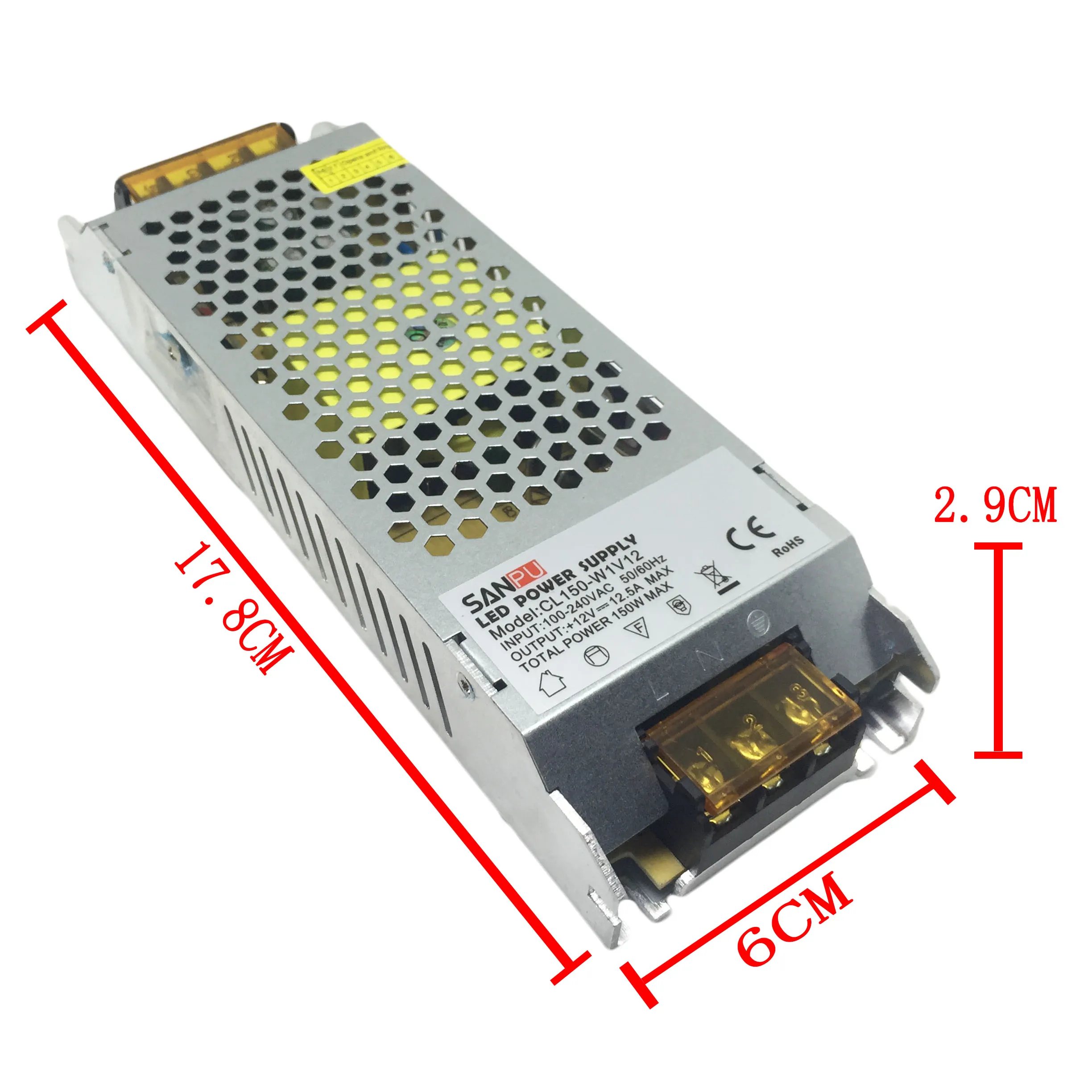 SANPU 150W DC12V Switch Power Supply AC to DC LED Lighting Transformer CL150-W1V12 Ultra Thin Aluminum Shell 12.5A Driver