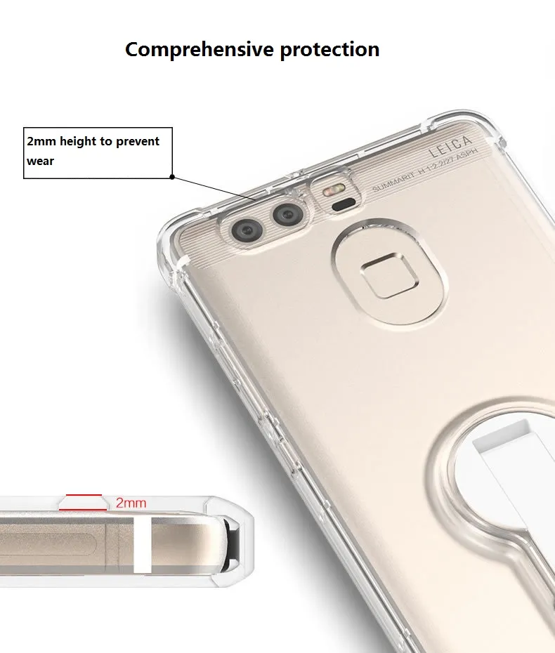 Huawei p9 / plus coque de téléphone portable housse de protection pour téléphone portable transparente avec un support rotatif à 360 degrés