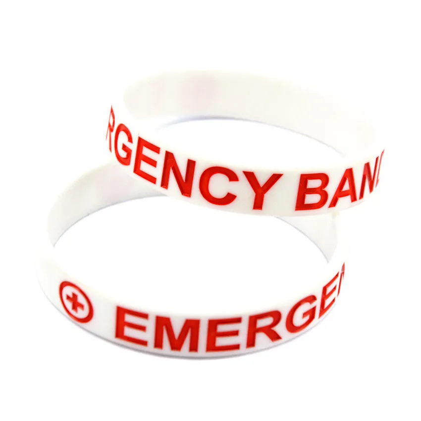 Logo rempli d'encre de bracelet de silicone de bande de secours de idéal à utiliser à l'école ou aux activités de plein air