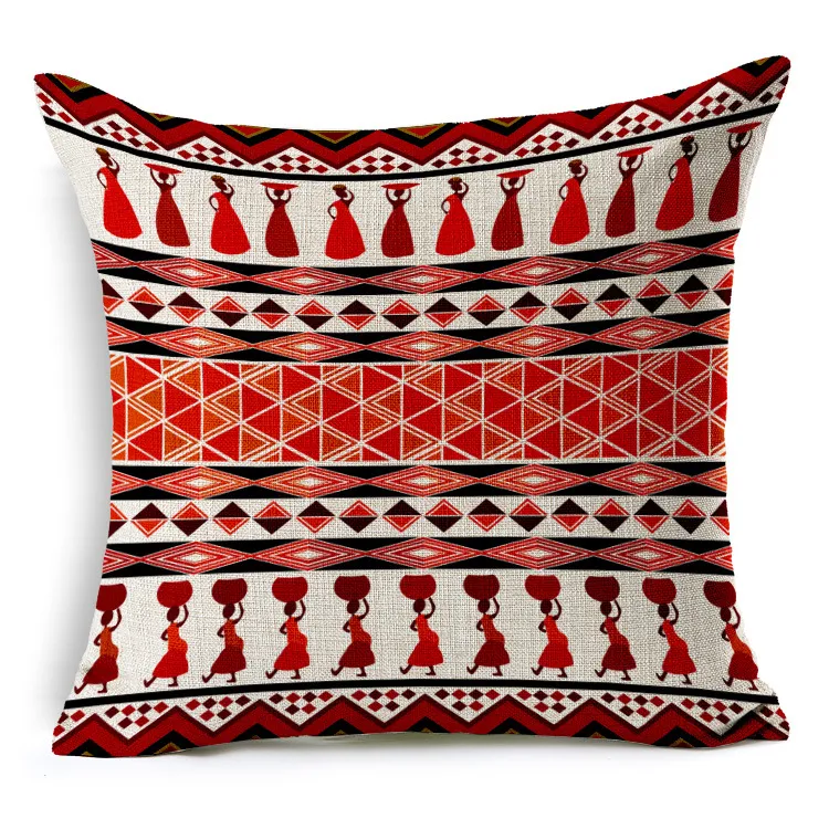 Folk Style Bohemia Cushion Cover Sofa Decorative Throw Pillowcase Fundas Cojines Vintage Linen Cotton Stripes Pillow Cover