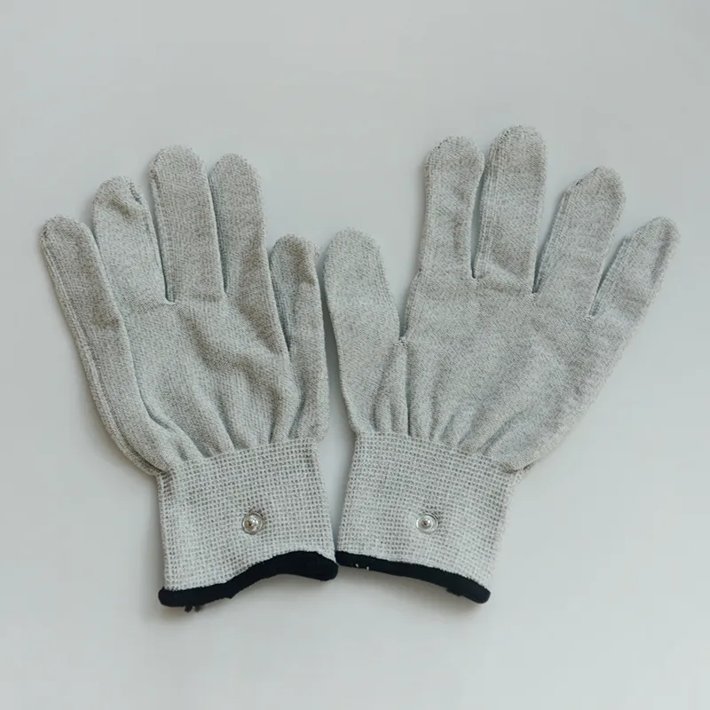 Gants de massage conducteurs argentés pour machine Tens/Ems