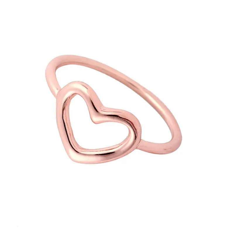 Everfast Wholesale Fashion Love Peach Heart Rings Silver Gold Rose Gold Plated Sweet Ring for Women Girl Can Mix Color EFR032