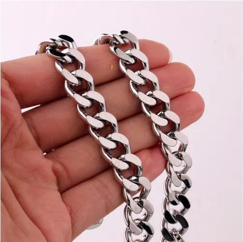 Mode-sieraden 316L Rvs Heren Jongens 10mm / 15mm Cubaanse Curb Chain Link Ketting Vintage Sluiting voor Herengeschenken 20 Inch - 32 Inch