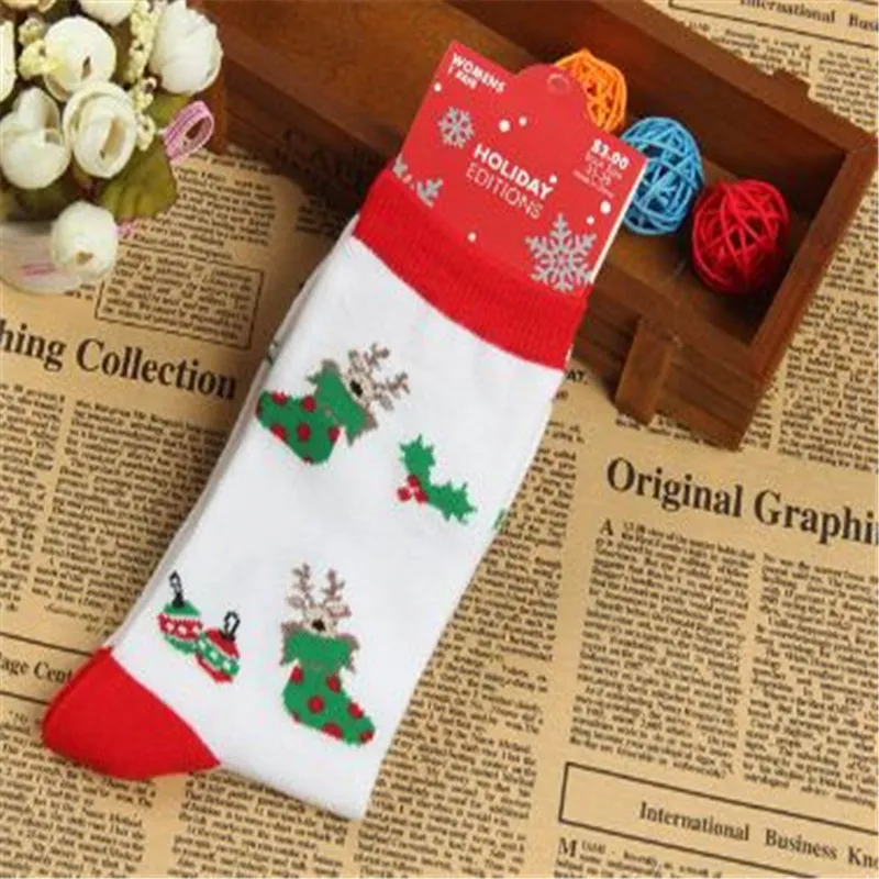 2017 cute printed socks Soft Christmas women's socks Ladies Girls santa trees printed Winter Warm Socks Christmas Gift ouc1082