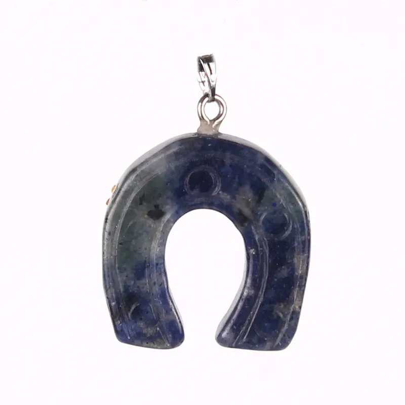 Horseshoe Natural Stone Horse's Hoof Pendants Mixed Lucky Jewelry Colroful Stones Charms Pendulum for Jewelry Making 