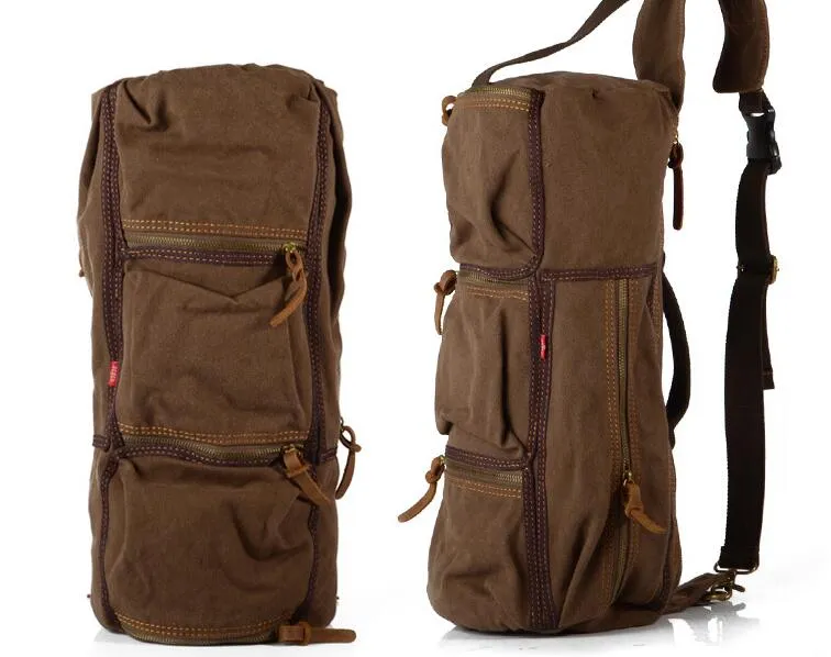 Canvas. Reistas. Canvas. Mannen en vrouwen tas. Ronde tas. Klein. Buitenshuis. Handtas. Capaciteit 17L-18L. Cross body.Shouder tassen. Bakken.