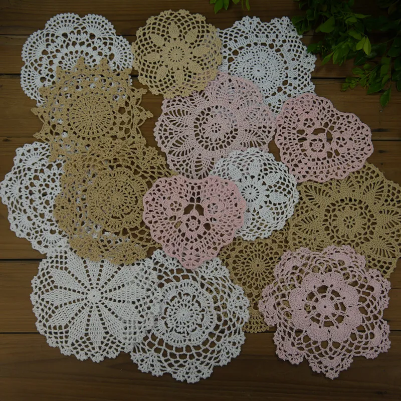 Kilofly Set Di 4 Centrini E Segnaposto All'Uncinetto - Cotone Beige, Design Floreale, 30x30 Cm, Fatto A Mano - 2