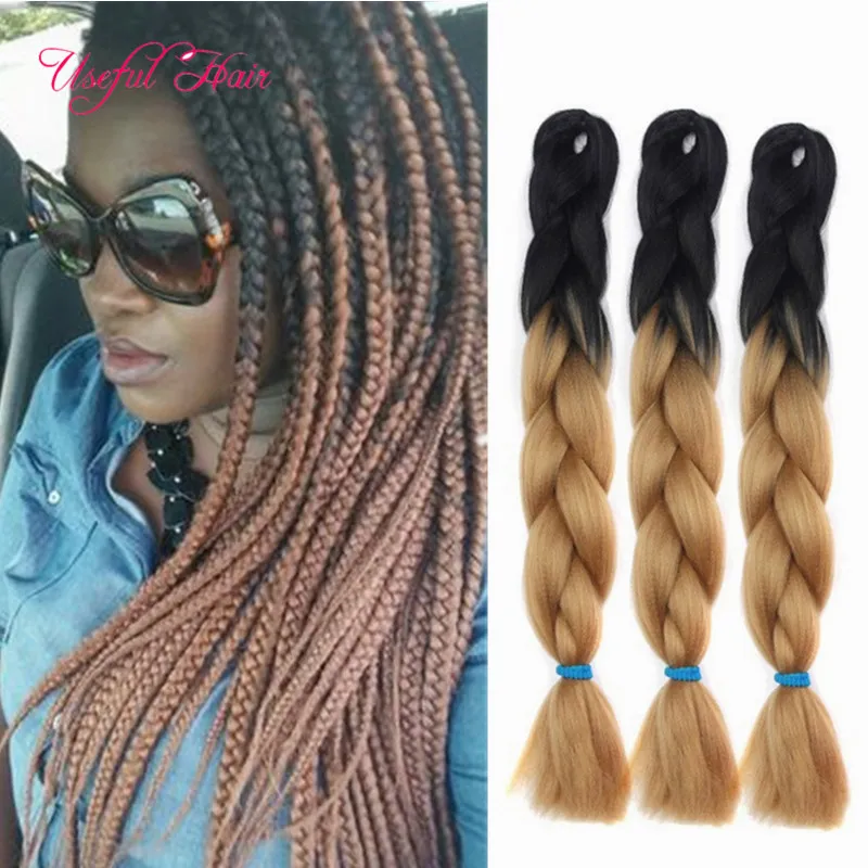 Brown Ombre Hair Extensions: 24 Inch Double Length Synthetic 