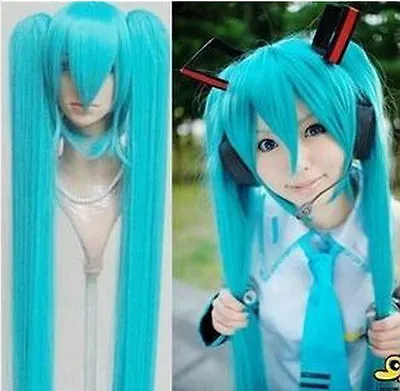 Frete GrátisNew Vocaloid Azul Hatsune Miku Show Anime Festa de Cabelo Peruca Cosplay AE179