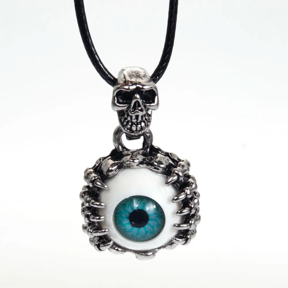 Save Big on Bulk Evil Eye Necklaces Mens Evil Eye Necklace Skull Pendant:  Gothic Horror Necklace Stainless Steel Amulet For Men, Zombie Jewelry,