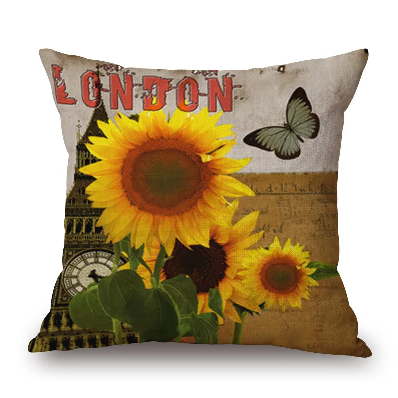 vintage home decor butterfly almofada sunflower birdcage cushion cover nordic purple hydrangea throw pillow case 45cm cojines