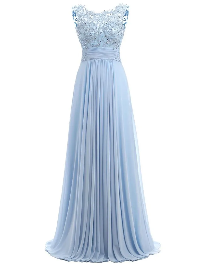 Blå Prom Klänning Cap Sleeve 2017 Robe Ceremonie Femme Lång Eleganta Aftonklänningar Golvlängd Party Gowns