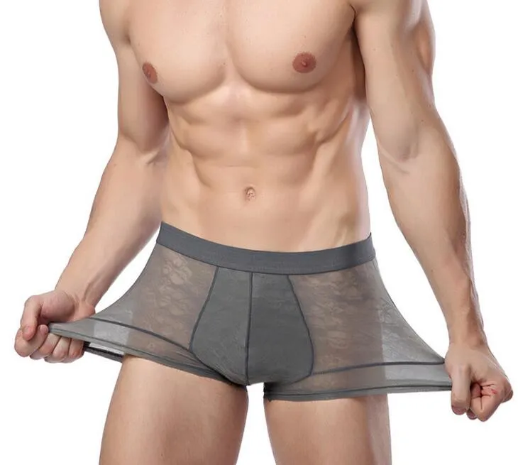 Newest arrival The men's Underpants bamboo fiber breathable hollow ultra-thin sexy flat underwear MU048 for men Underpant