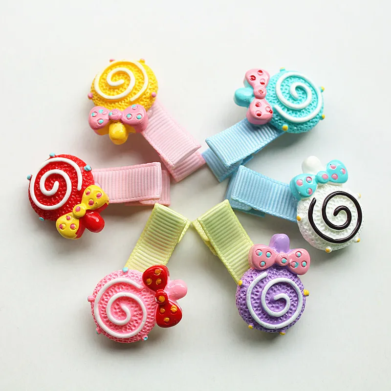 2017 New Baby Hairpins 30pcs/lot Acrylic Lollipop Cute Kids Hair Clips Children Hairpin Wholesale Mini Cartton Lollipop