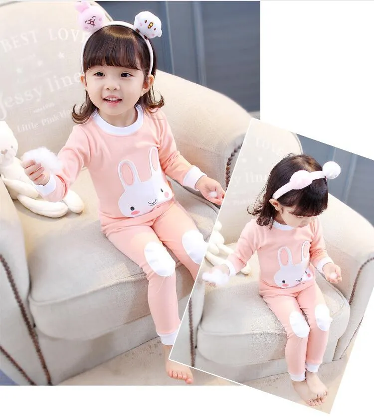 Girl Pajamas sets Baby Long Sleeve Rabbit Whale Printed Pajamas suits Clothing Kids Autumn Nightclothes Suit Two pieces Christmas 4088468