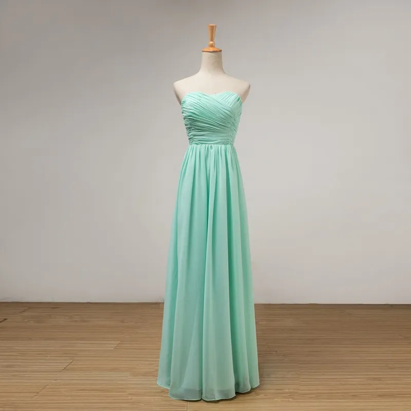 Pleated Long Chiffon Bridesmaid Dress Mint Green Floor Length Dress For Wedding Party New Robe Demoiselle D'Honneur