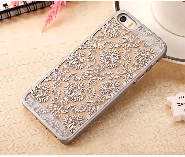 Custodie telefoni in plastica rigida Cover in gomma opaca damascata in pizzo Samsung s5 s6 s6edge s7 s7edge Samsung note 4 note 5 Custodia con Kraft Pap