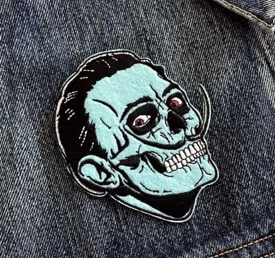 Blue Face Killer MC Giacca anteriore Gilet ricamato Patch Motociclista Gilet Patch Rock Punk Patch 10 Pz / lotto Spedizione gratuita