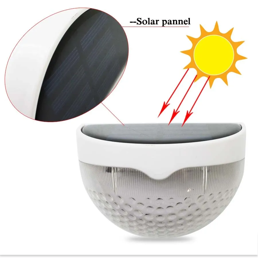 Luz LED de energía solar Bola impermeable al aire libre 6 Control de luz LED Jardín solar Valla al aire libre Pared de seguridad Lámparas de energía solar