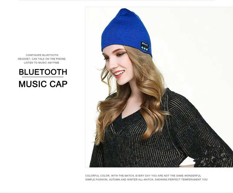 Hela nya Fashion Beanie Hat Cap Wireless Bluetooth Earphone Smart Headset hörlurar Högtalare MIC Vinter utomhus Sport Stereo M9284168