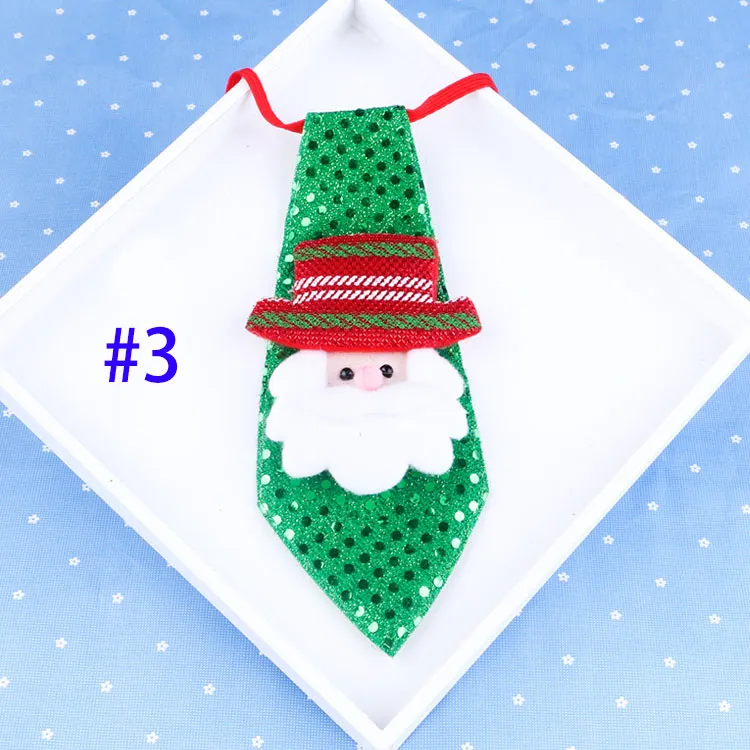 Cravatta bambini Natale LED Paillettes Cravatta Babbo Natale Pupazzo di neve Renne Orsetto Cravatta Moda Decorazioni feste di Natale Spedizione gratuita WX-C49