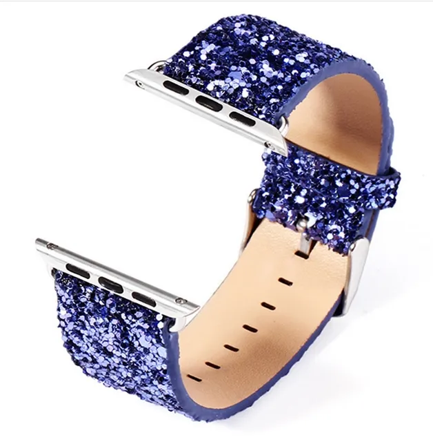 Shiny Glitter Power For Smart Watch Strap PU Leather Bling Luxury Band