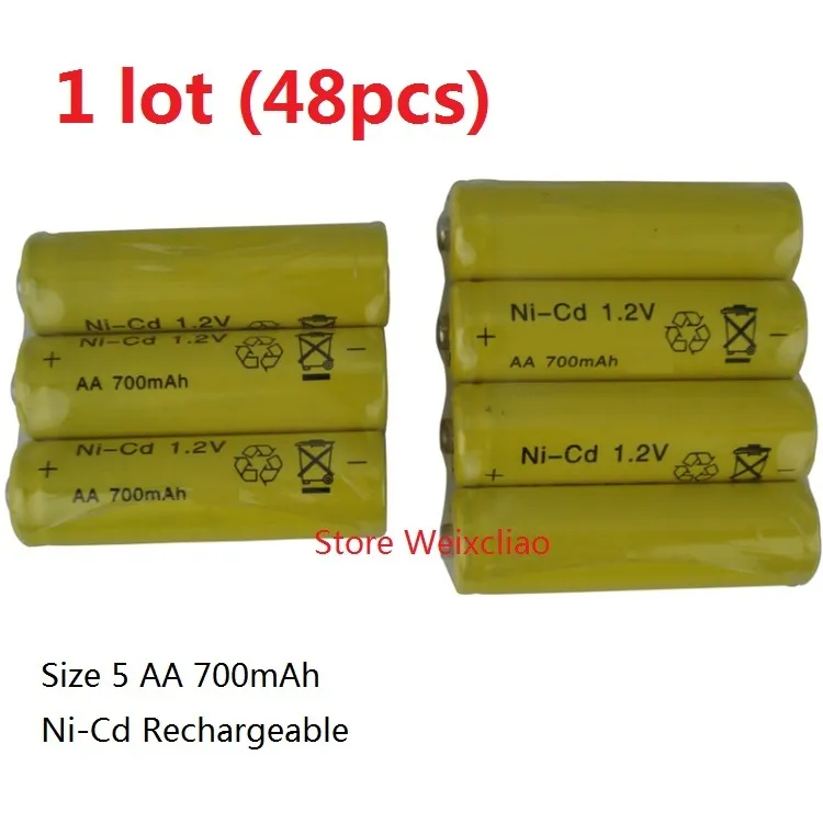48 Pack Rechargeable Ni Cd 3.7 V Rechargeable Battery Size 5, 1.2V, 700mAh From Weixcliao, 0.92