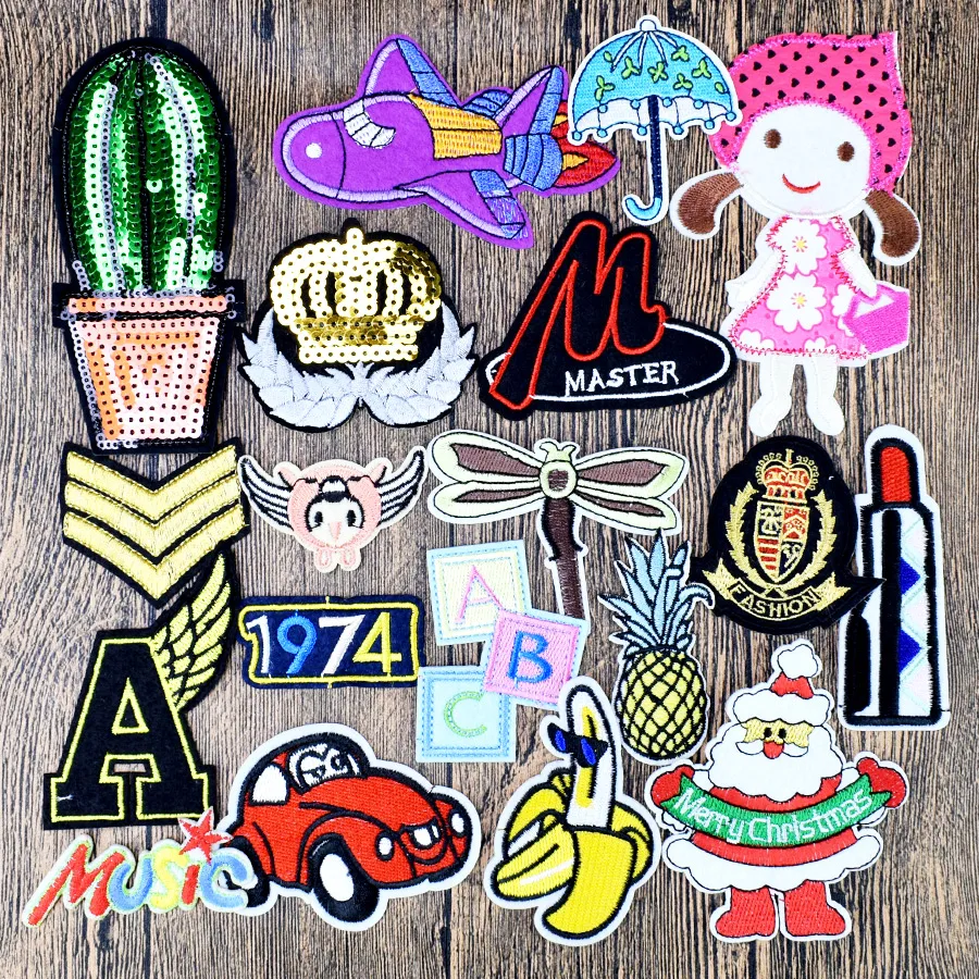 Diy patches for clothing iron embroidered patch applique iron on patches sewing accessories badge stickers for clothes bag 