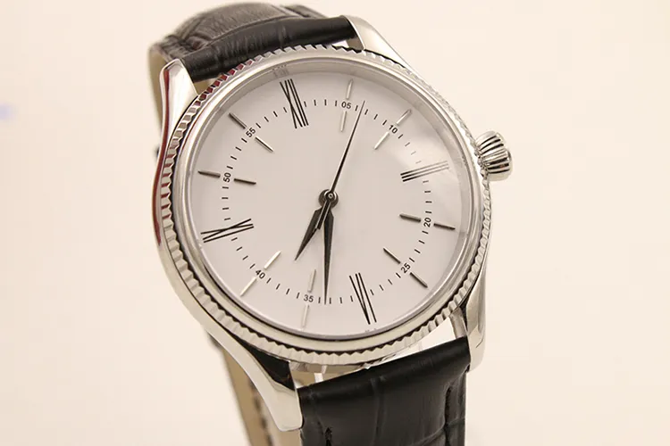 40mm haute qualité hommes montre mouvement automatique Cillinn cadran blanc bracelet en cuir mécanique Morno