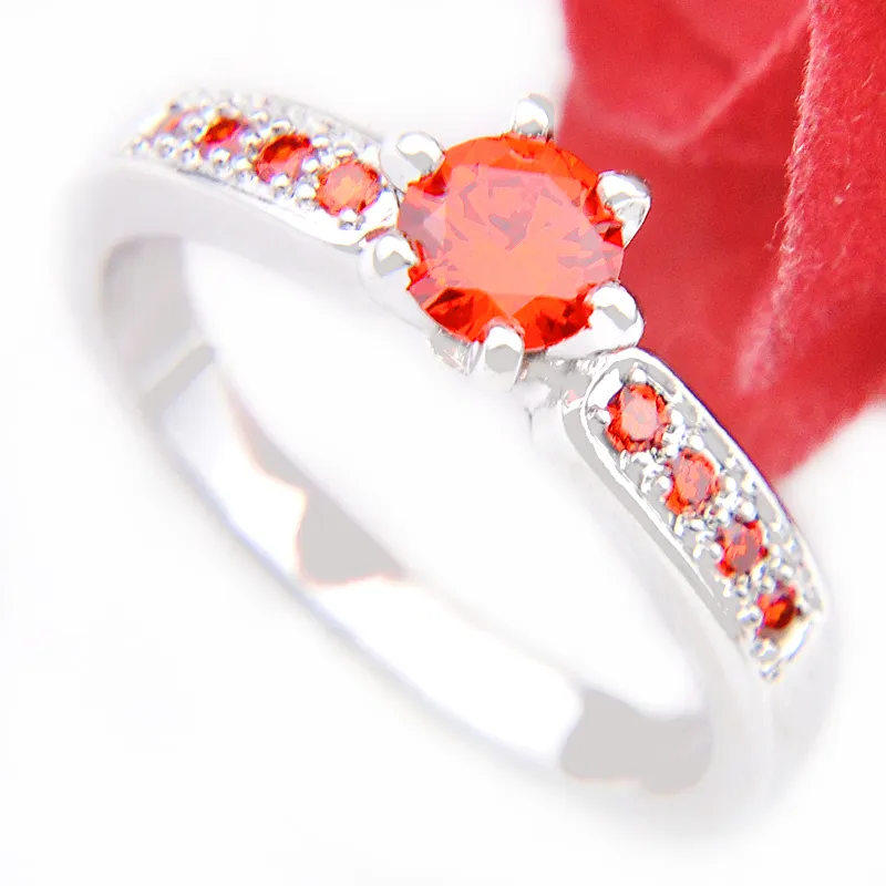 En gros bijoux quotidiens cadeau de vacances feu rond rouge cubique zircone pierre précieuse 925 bague en argent Sterling plaqué