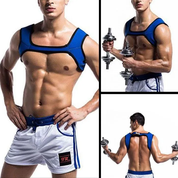 Wholesale- Man Neoprene Fit Sports Shoulder Strap Strong Muscle Chest Harness Top