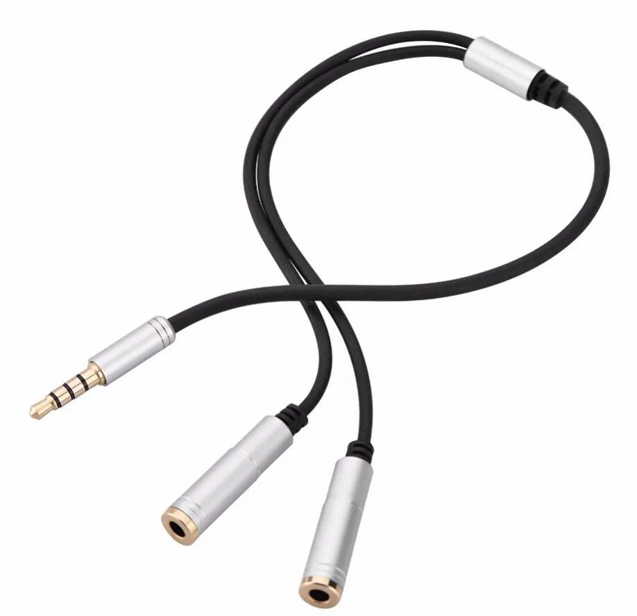 Hot sale Heapphone Splitter Cable of 3.5mm Jack Male 1 to 2 Female Dual Y Splitter Earphone Headphone Audio Cable extended cable Adapter