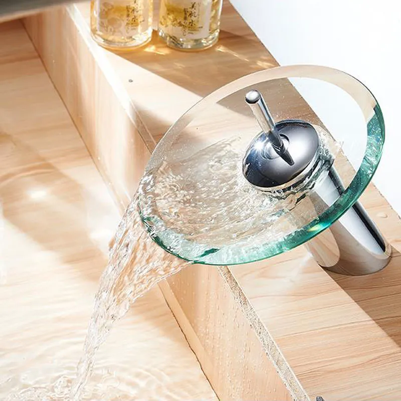 Lavabo De Vidrio Templado Redondo Con Grifo Mezclador Y Desagüe Cromado - Goldfish Besat