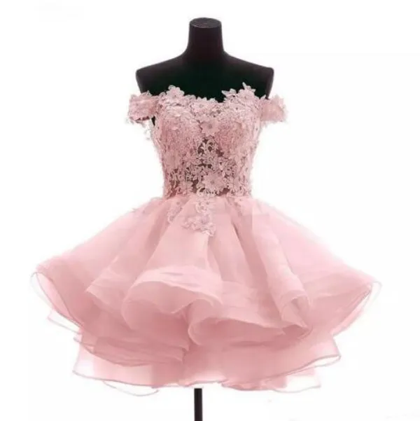 Charming Party Dress Off the Shoulder Short Mini Homecoming Cocktail Dresses Organza Prom Party Gowns Custom Made