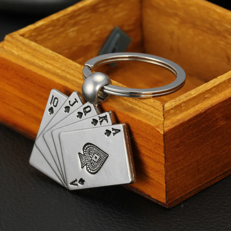 Poker anahtar yüzük alaşım kolye anahtarlık çanta asılı moda takı promosyon hediye irade ve kumlu