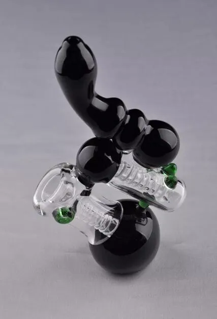 Svart glas bongs hookah bubbler rökning rör vatten bong