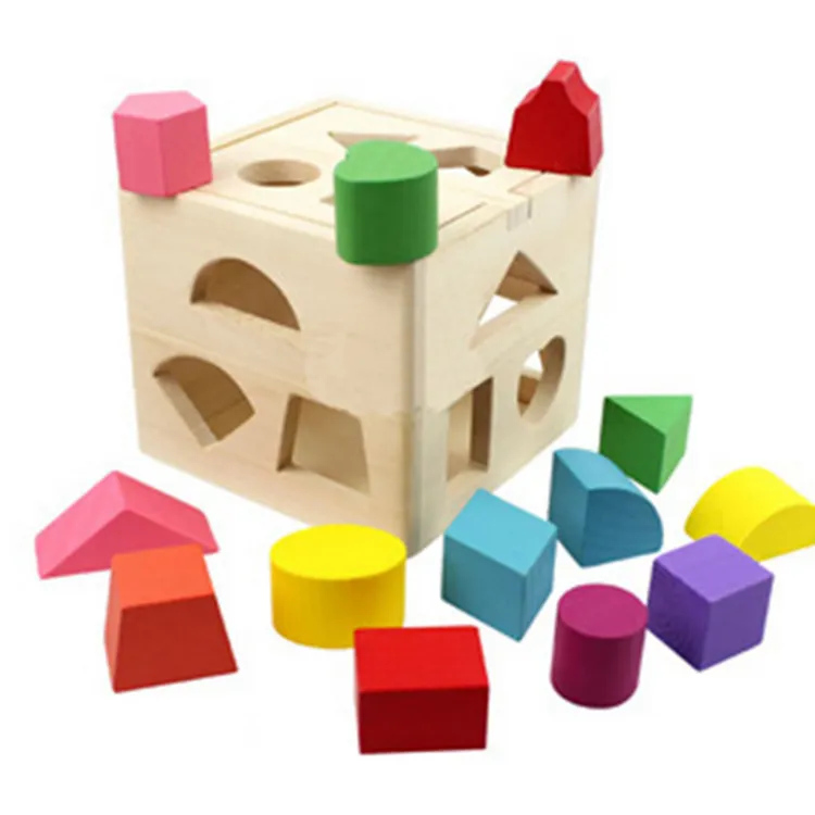 Kid Wood Block Toys Classic Multi Shape Cube Color Learn Gift Juguetes Brinquedos Multifunction Box3161273