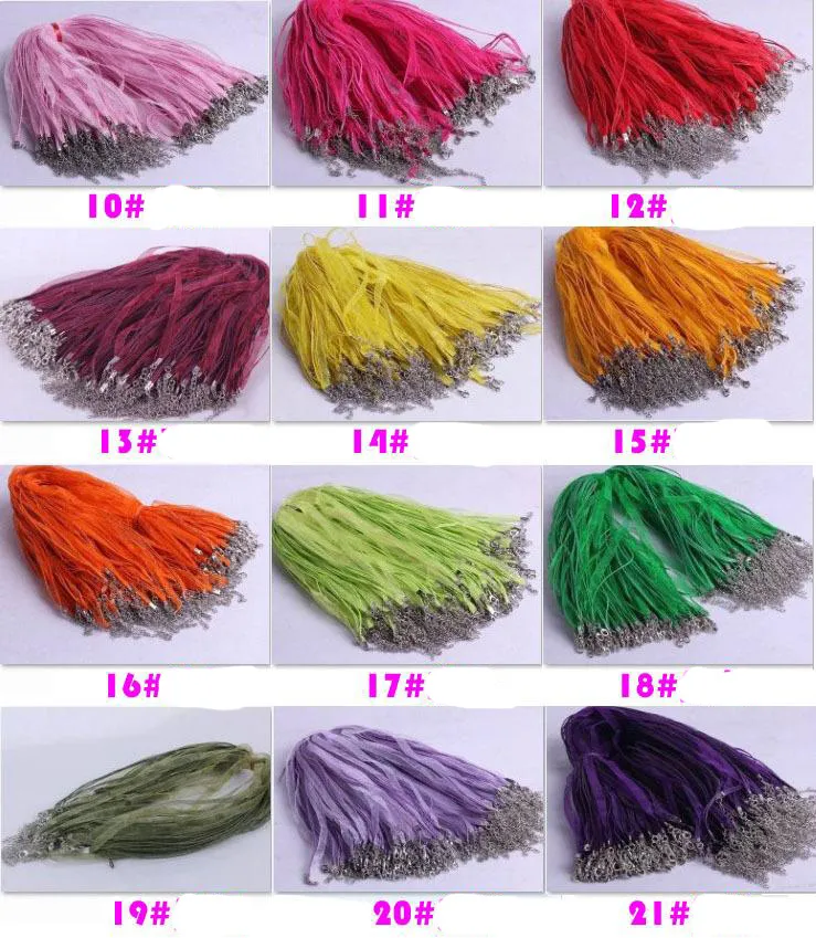 2017 Mode Leuke DIY 21 kleuren Organza voile lint kettingen geschikt voor hangers kettingen 3 + 1 18 