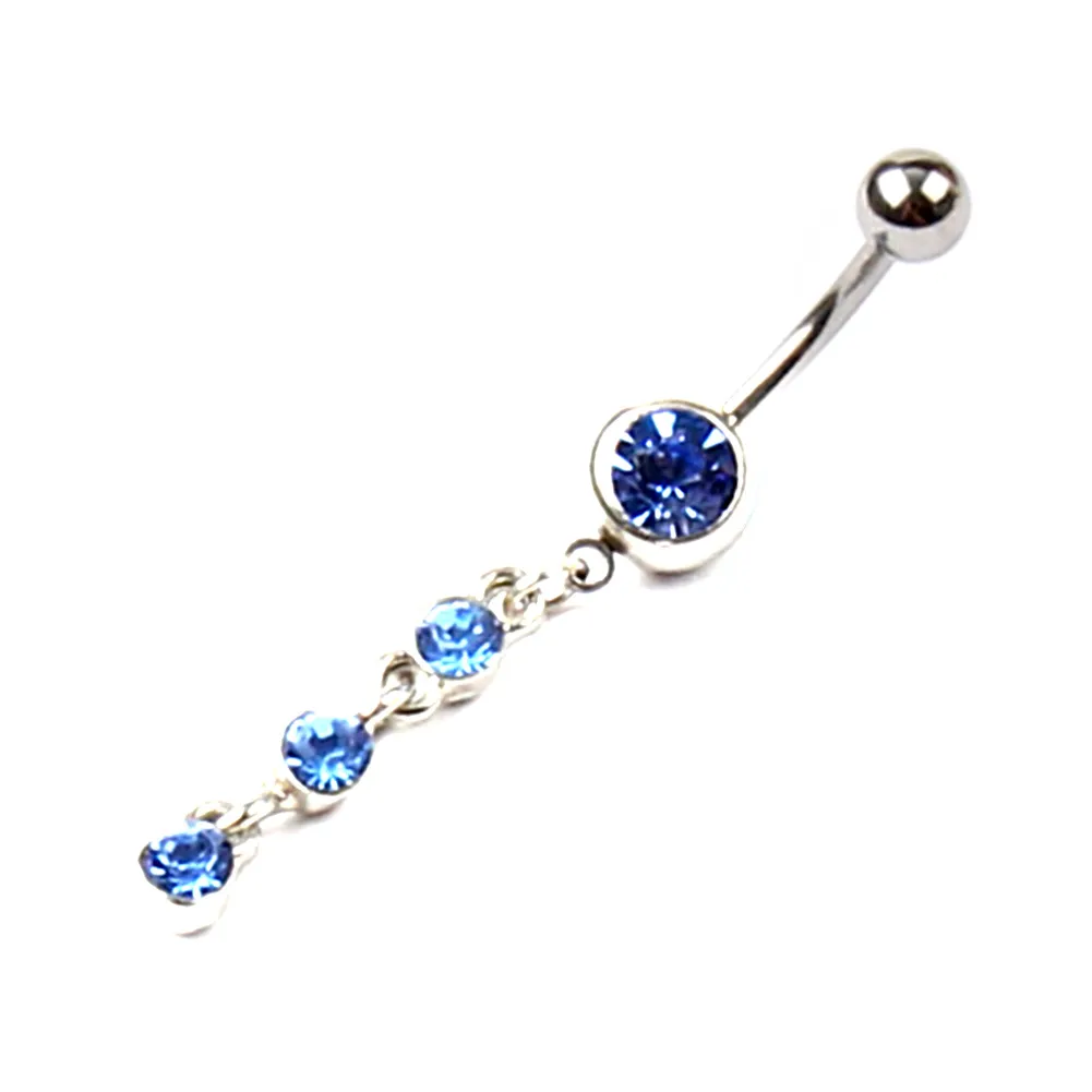 Gratis frakt Hot New Jeweled Belly Button Rings Surgical Steel 5 olika färger CZ Navel Rings HJ102